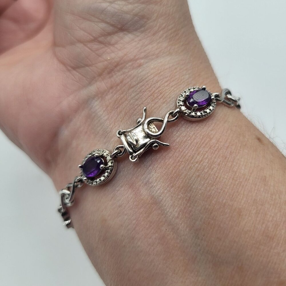 VTG PAJ BB Amethyst Purple Silver Tone Bracelet - Picture 4 of 12